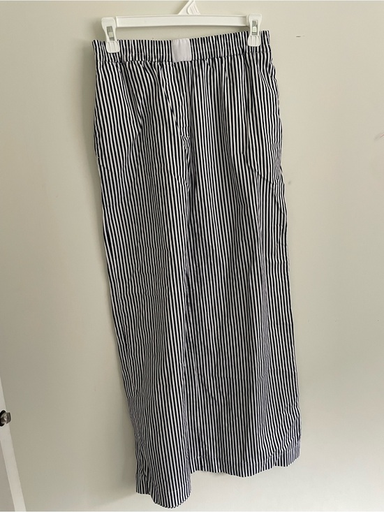 Pants - Black & White Vertical Stripe Wide-Leg Pants